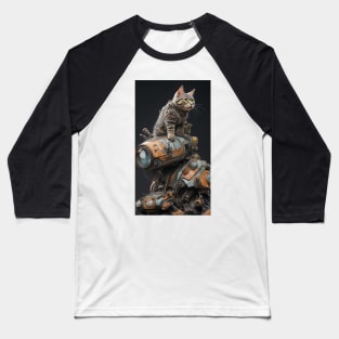 Cyborg Cat and Robot Baseball T-Shirt